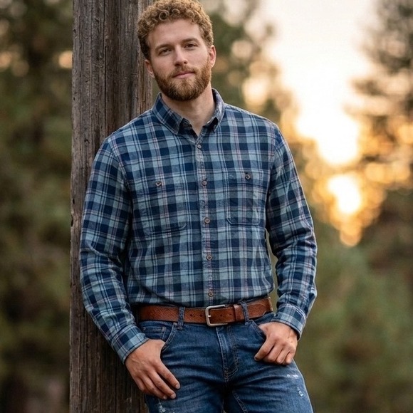 Duluth Trading Co Other - Duluth Trading Co Flannel Plaid Button Down Shirt 100% Cotton Blue Men Sz M